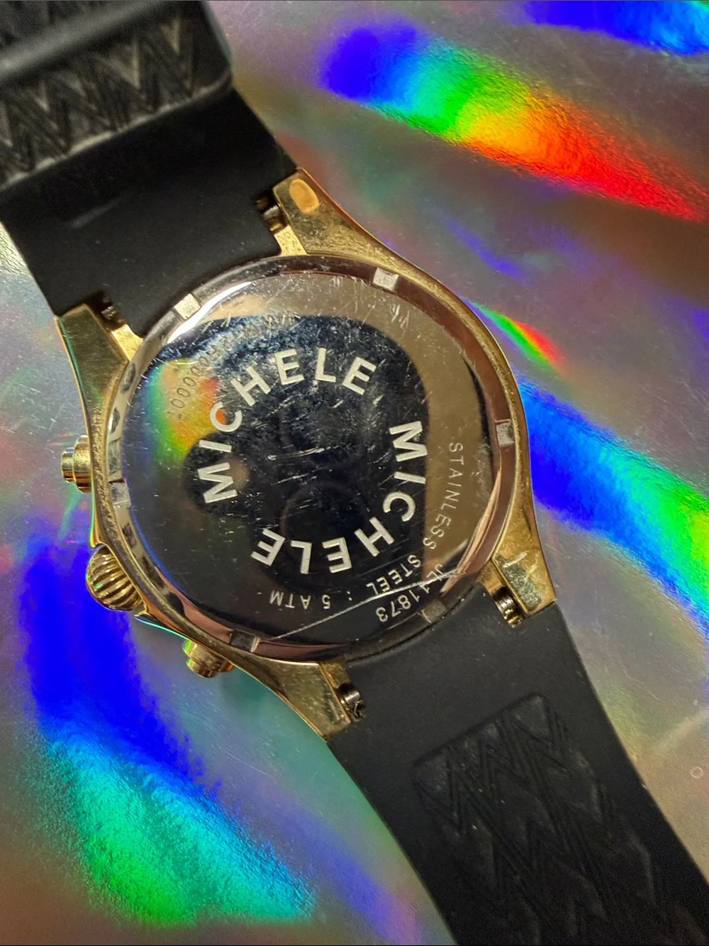 Michele Women’s Tahitian Chronograph Watch with Silicone Band